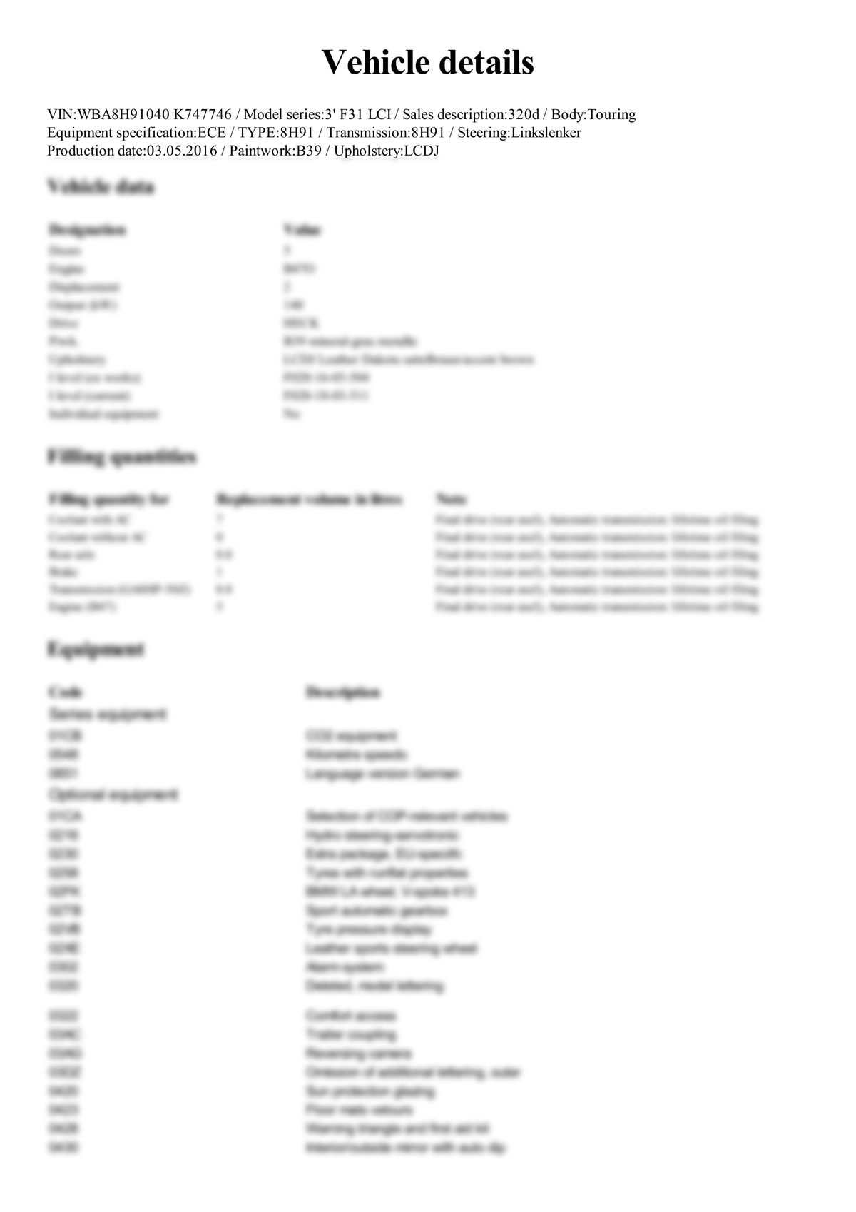 Build Sheet VIN WBA8H91040K747746