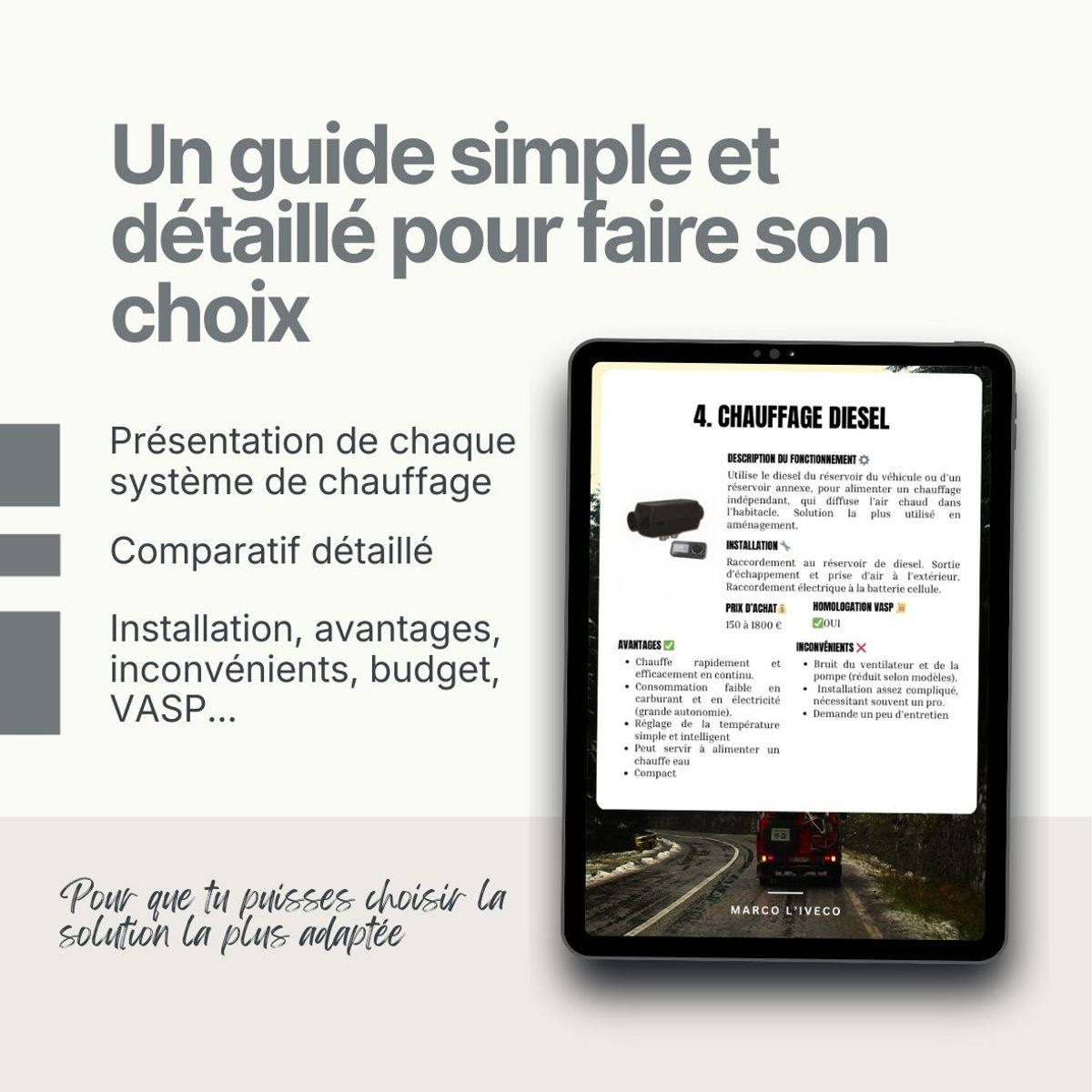 Guide chauffage en van  (Prix libre)