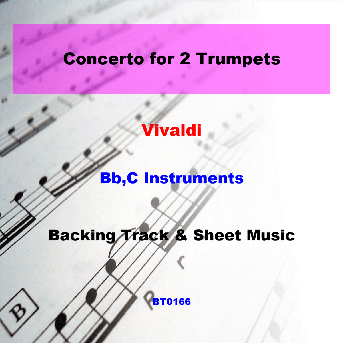 BT0166 Vivaldi Concerto for 2 Trumpets Backing Track and Sheet Music