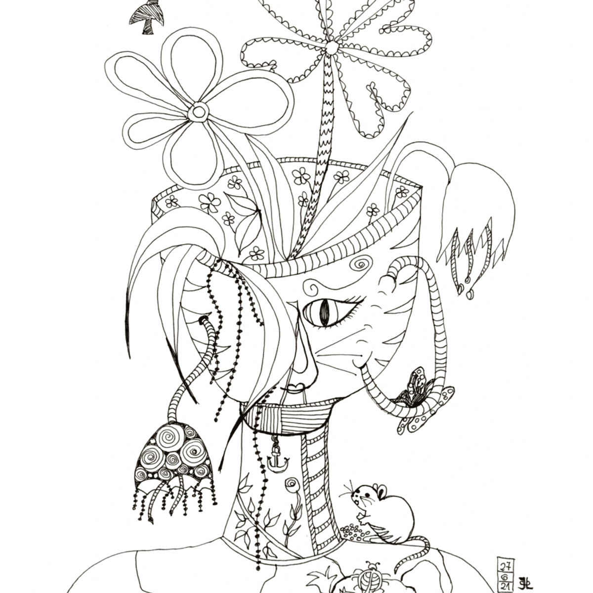 She Carries a Garden - Ausmalbild