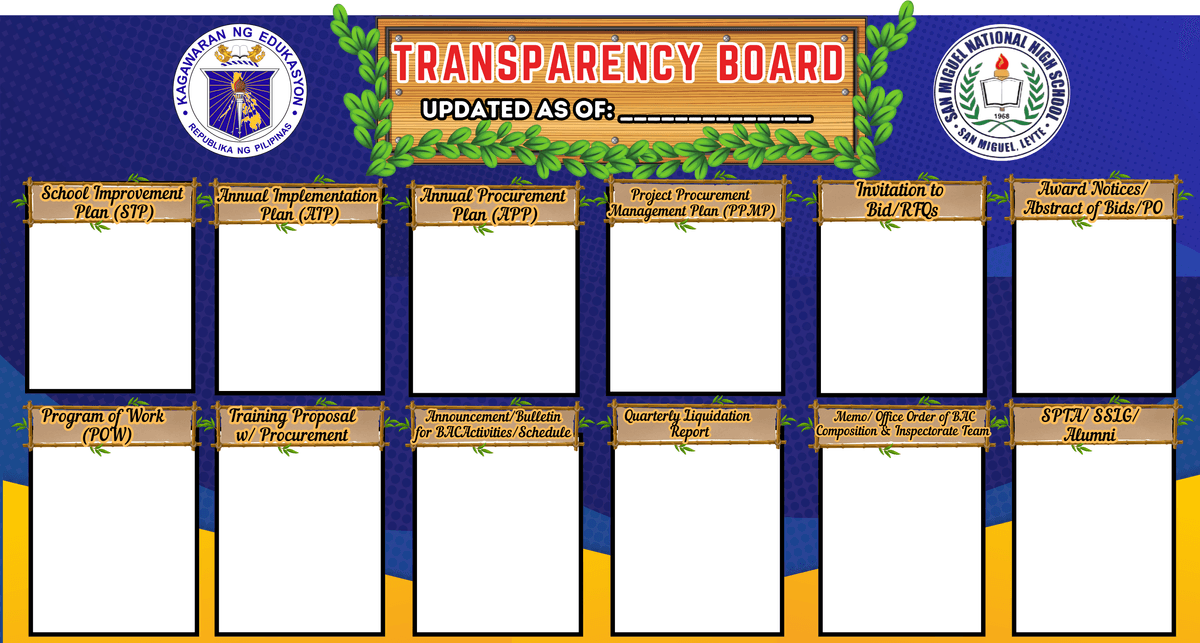 School Transparency Board Template (4x8 ft) Editable Canva Design