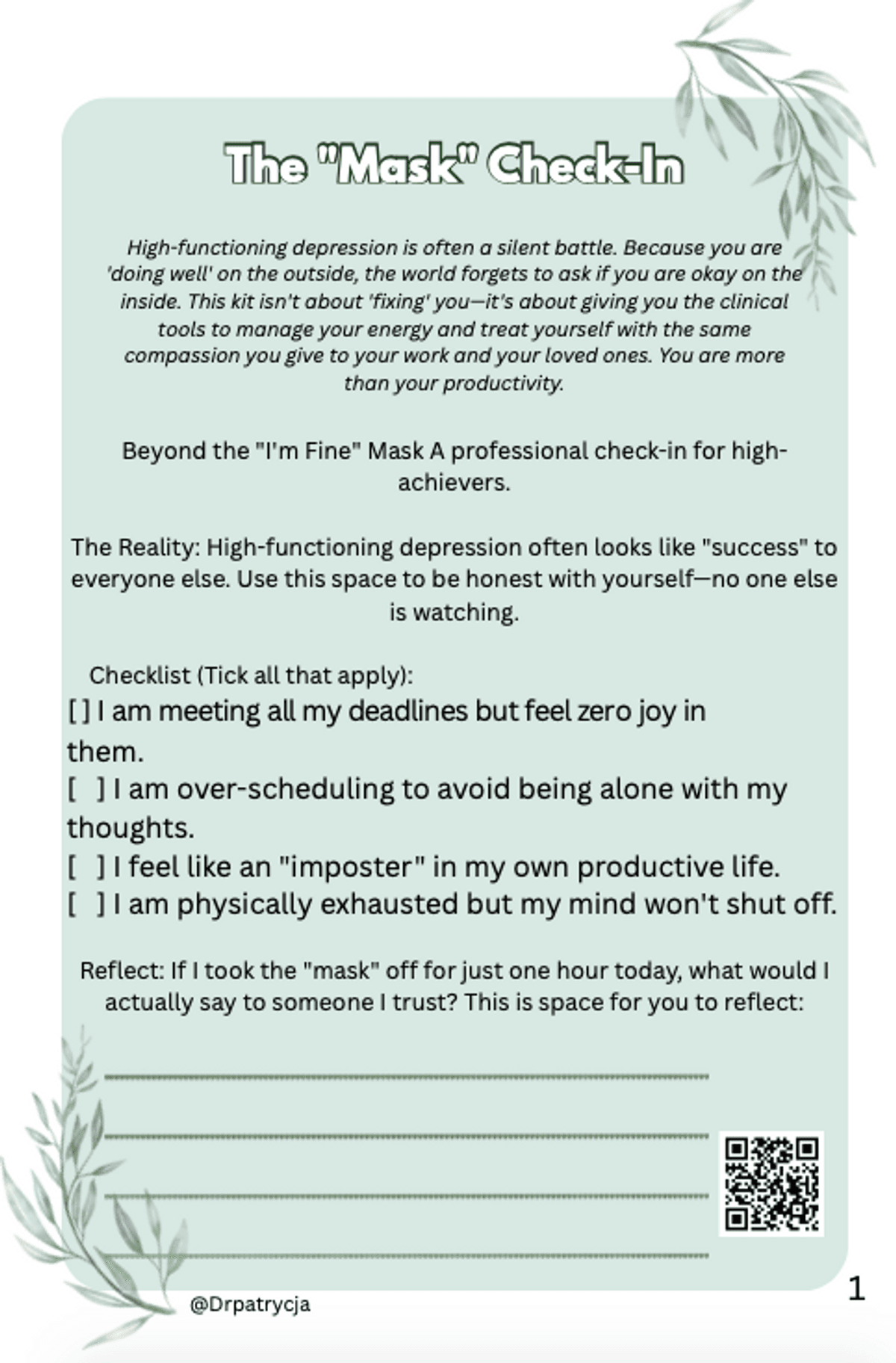 The High-Functioning Depression (HFD) Daily Maintenance Kit.