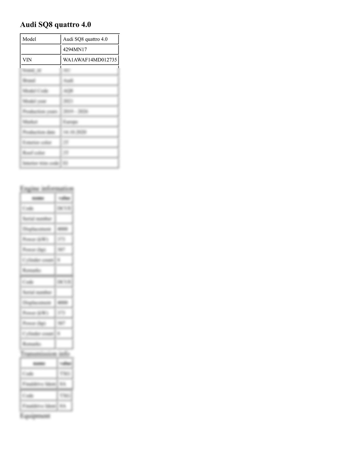 Build Sheet VIN WA1AWAF14MD012735