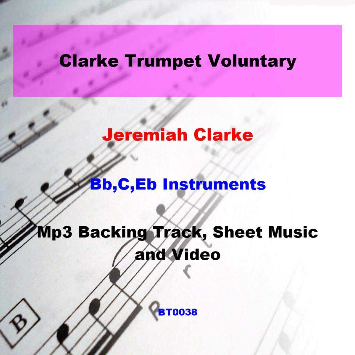 BT0038 Clarke Trumpet Voluntary Backing Track and Sheet Music