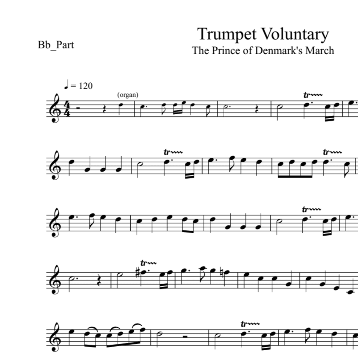 BT0038 Clarke Trumpet Voluntary Backing Track and Sheet Music