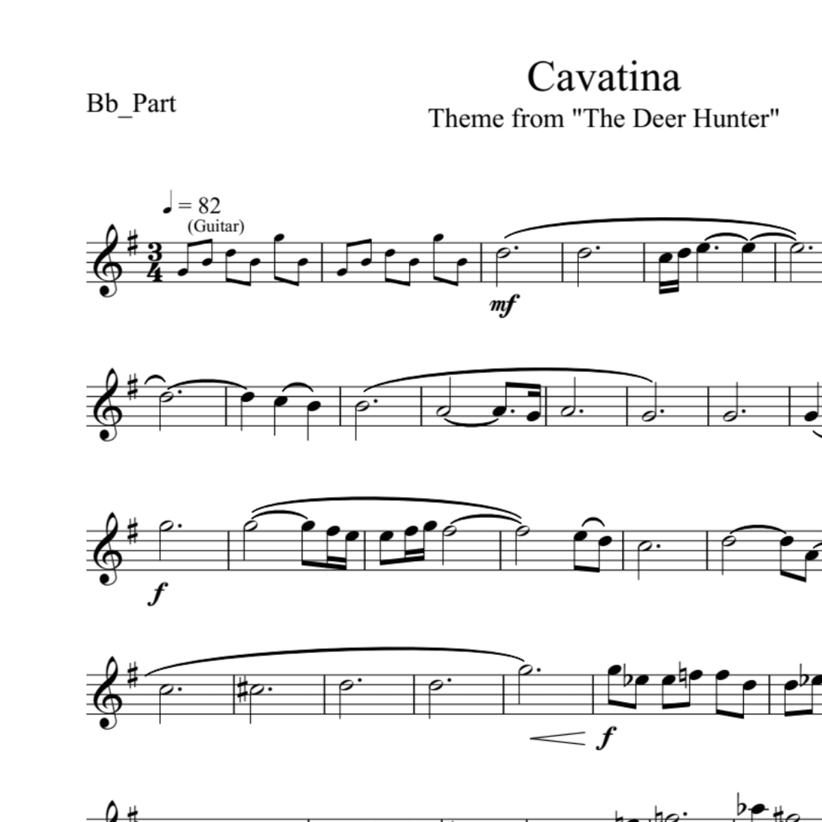 BT0035 Cavatina Backing Track and Sheet Music