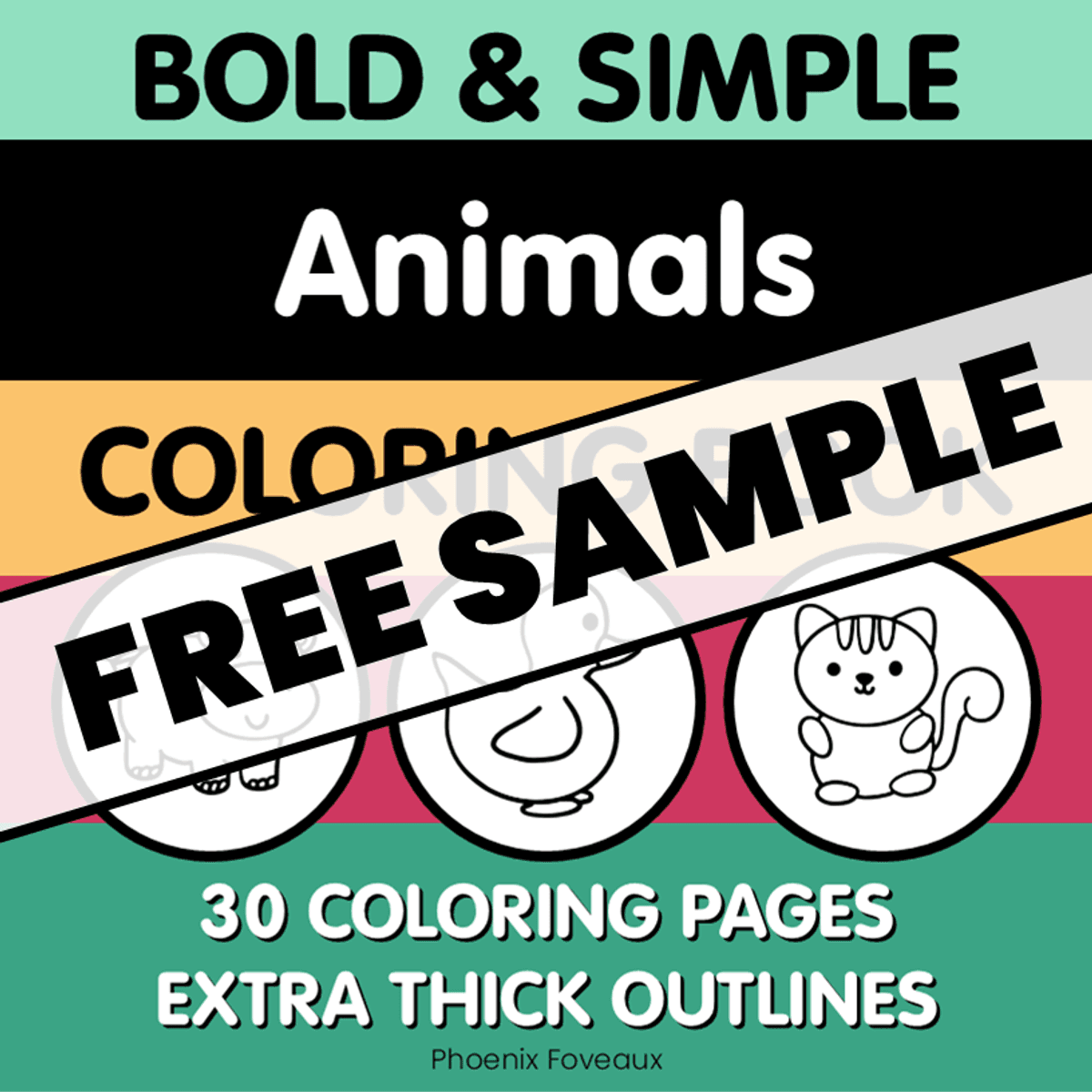 Bold and Simple Animals Coloring Book FREE SAMPLE (printable)