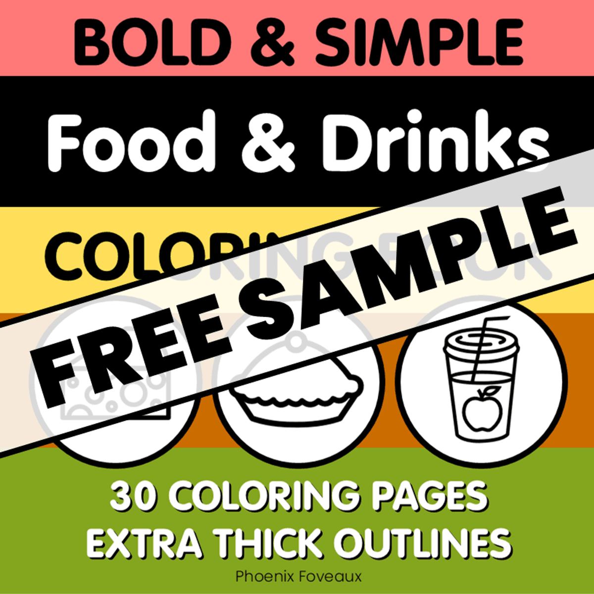 Bold and Simple Food and Drinks Coloring Book FREE SAMPLE (printable)