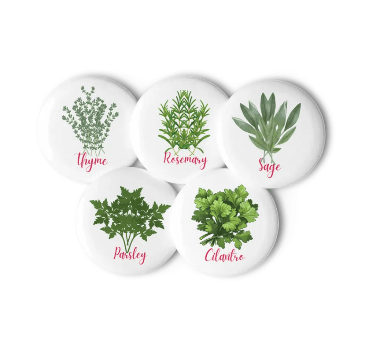 Herb Garden Pins Set of 5