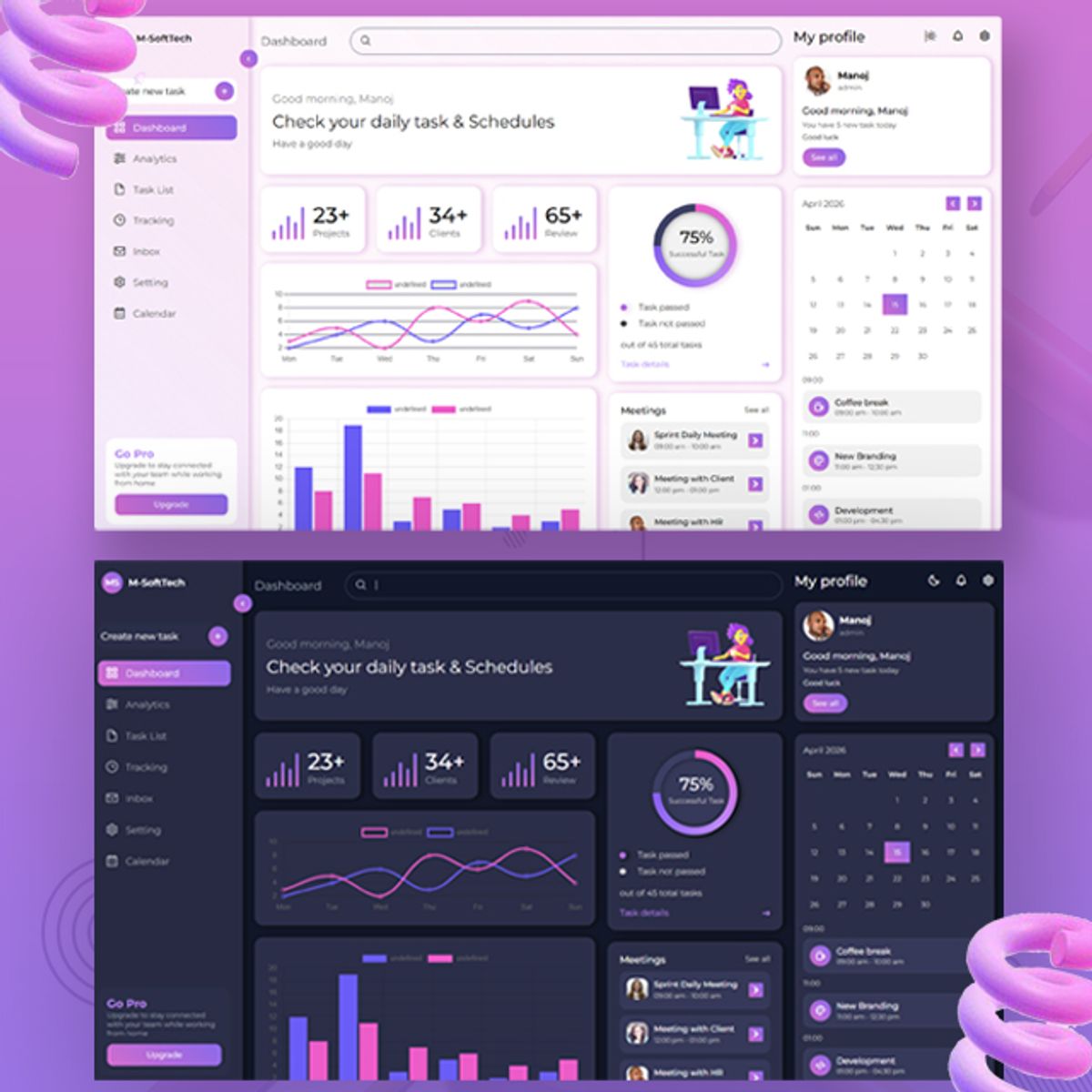 Modern Responsive Admin Dashboard | Light & Dark Mode | HTML CSS JS ...