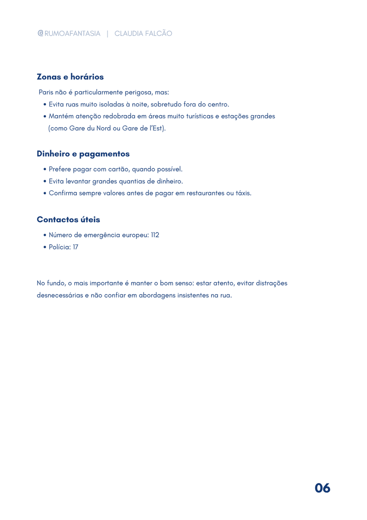 GUIA - UMAS HORAS POR PARIS - Por Claudia Falcao