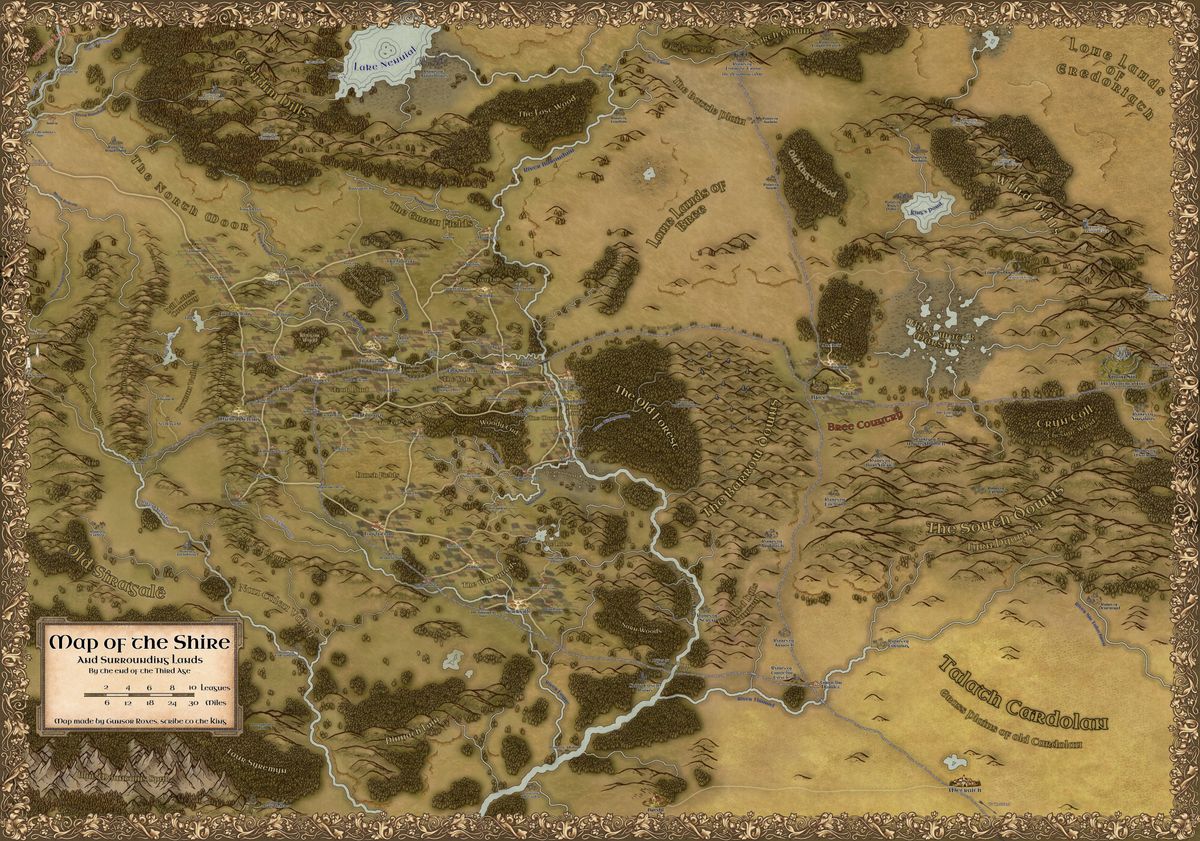 Player and Loremaster's Maps of the Shire. 8k - Buymeacoffee