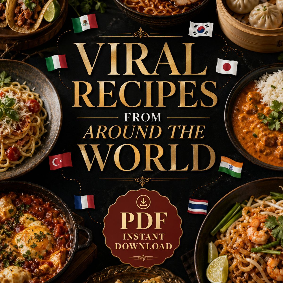 Global Recipes Cookbook (PDF Instant Download) | 10 Easy International Recipes