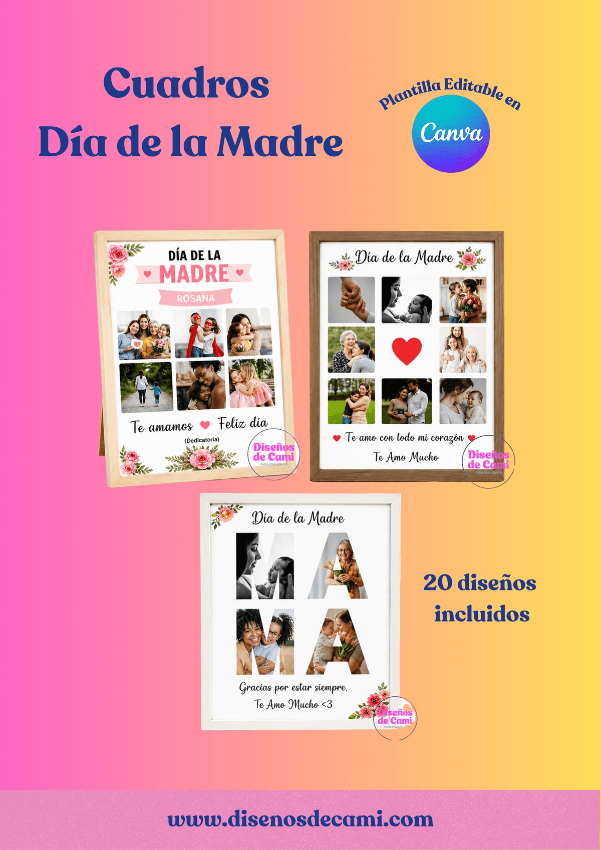 Cuadros Día de la Madre- Plantilla Editable en Canva