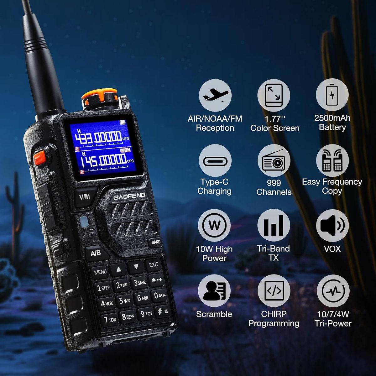 Prepare Radio - ( 1 ) Pre-Programmed K-5 10W Preppers Tri-Band Radio