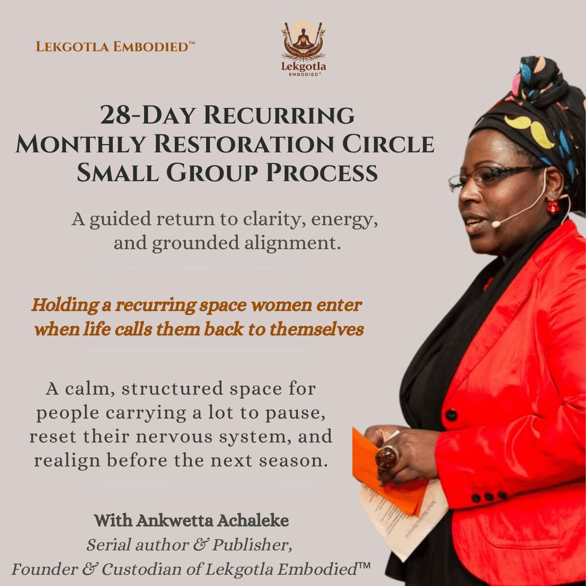 28-Day Restoration Circle - This is a monthly recurring opening