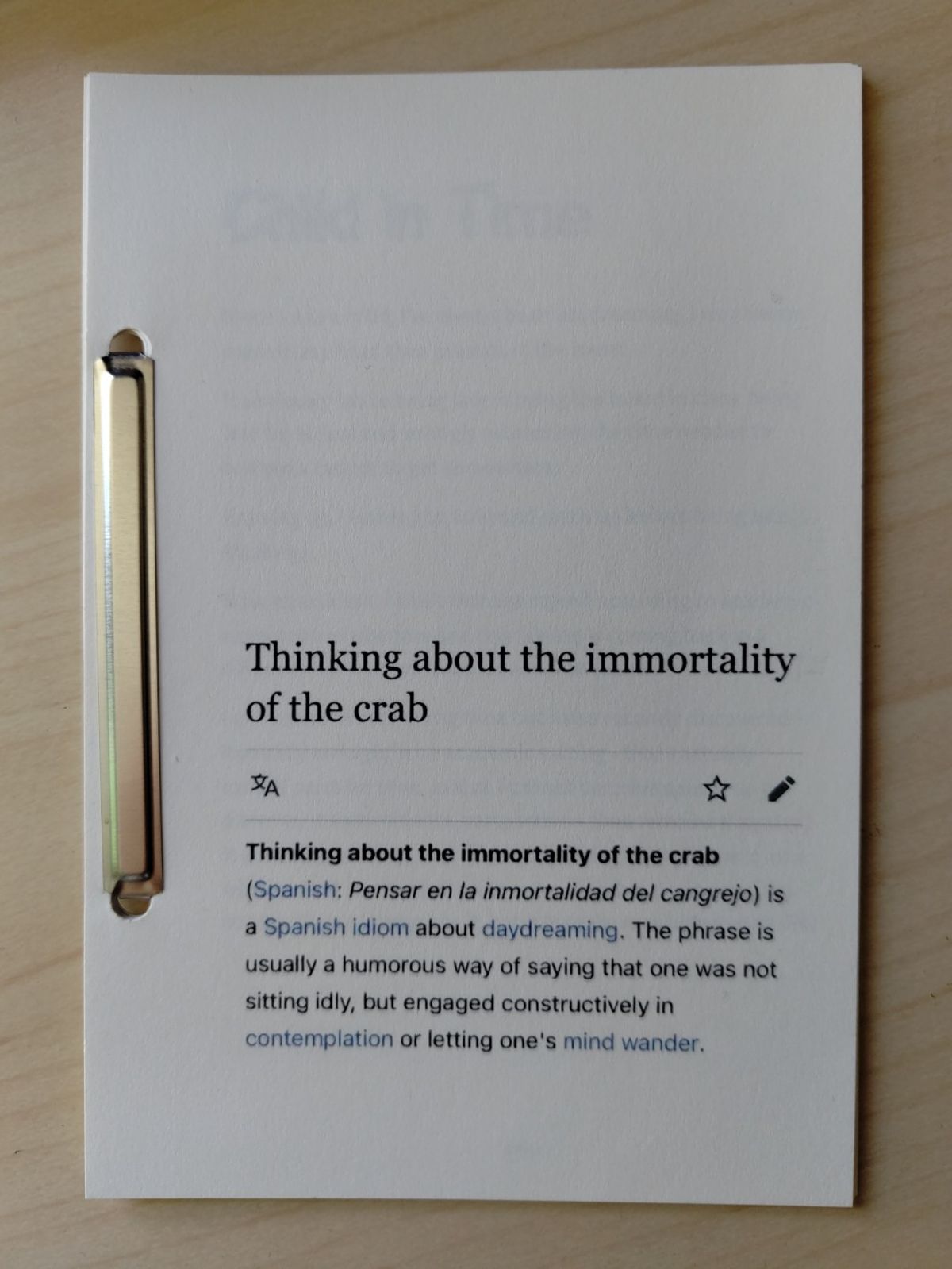 Thinking About the Immortality of the Crab (zine)