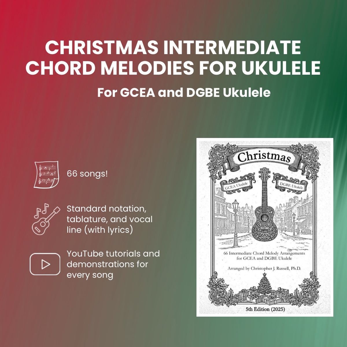 Christmas: Intermediate Chord Melodies for Ukulele (digital formats)