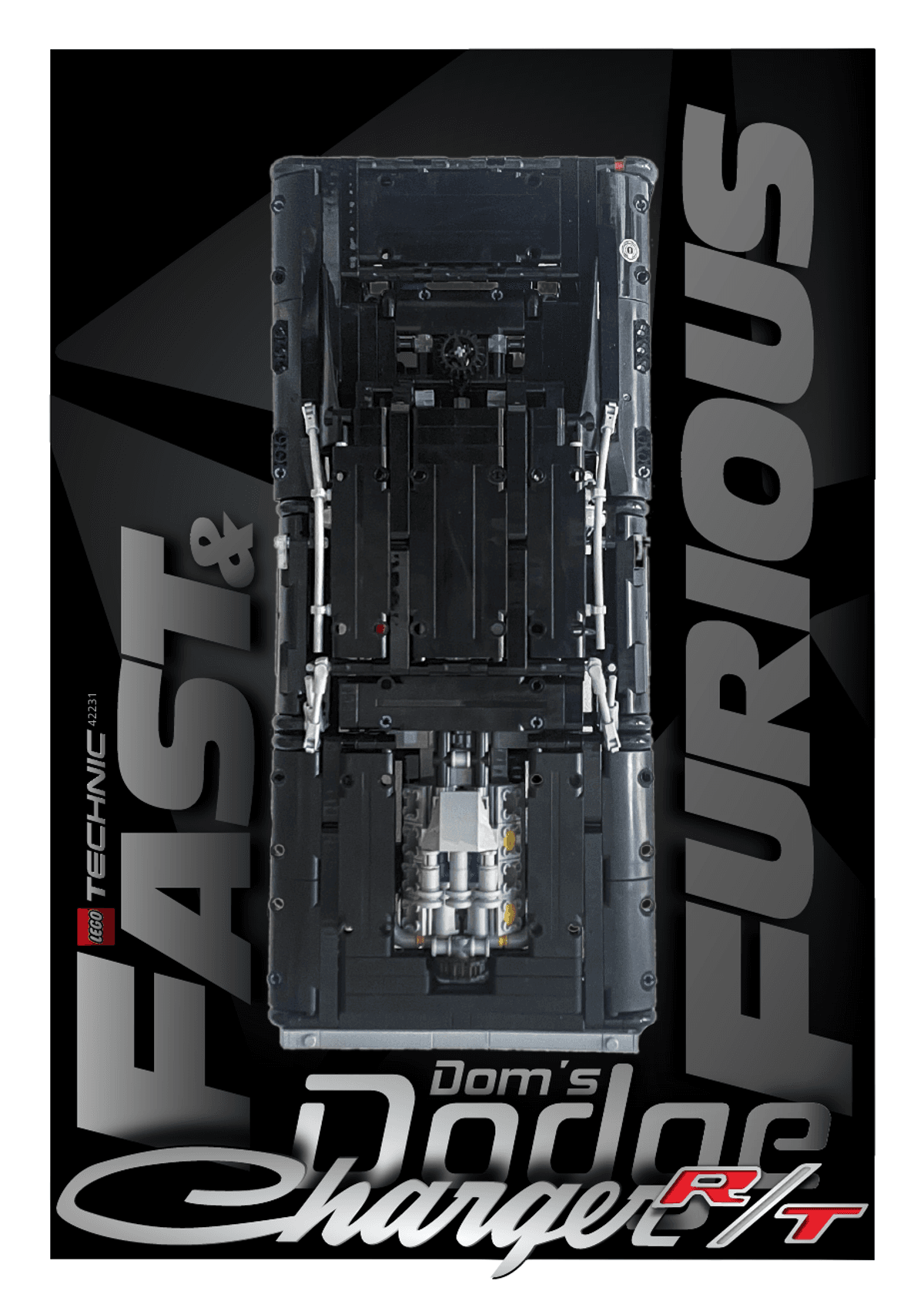 NEW 2026 + Old F&F Dom's Dodge Charger (42231 / 42111) - Wall mount display prints / templates  (+IKEA frame compatible size)