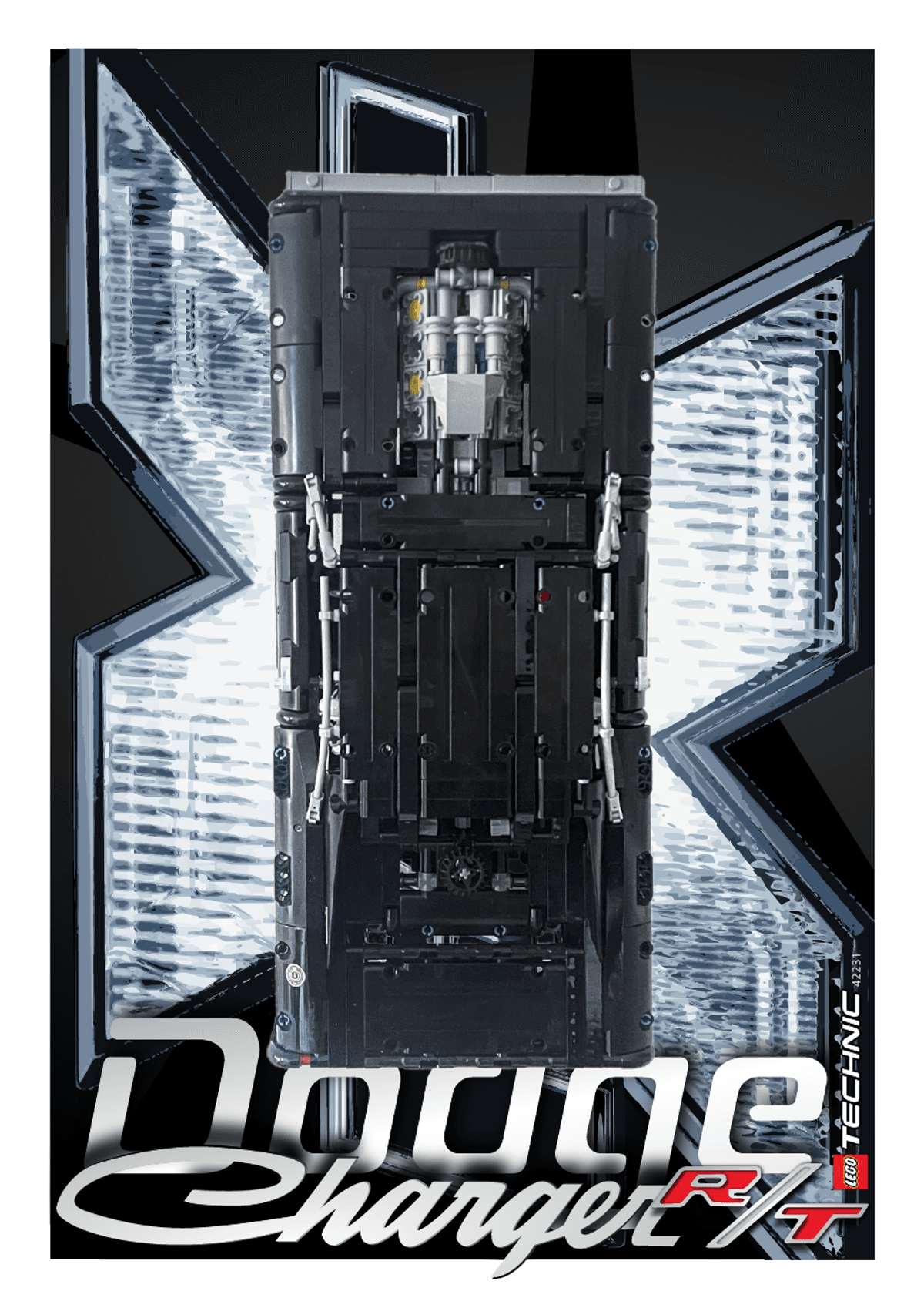 NEW 2026 + Old F&F Dom's Dodge Charger (42231 / 42111) - Wall mount display prints / templates  (+IKEA frame compatible size)