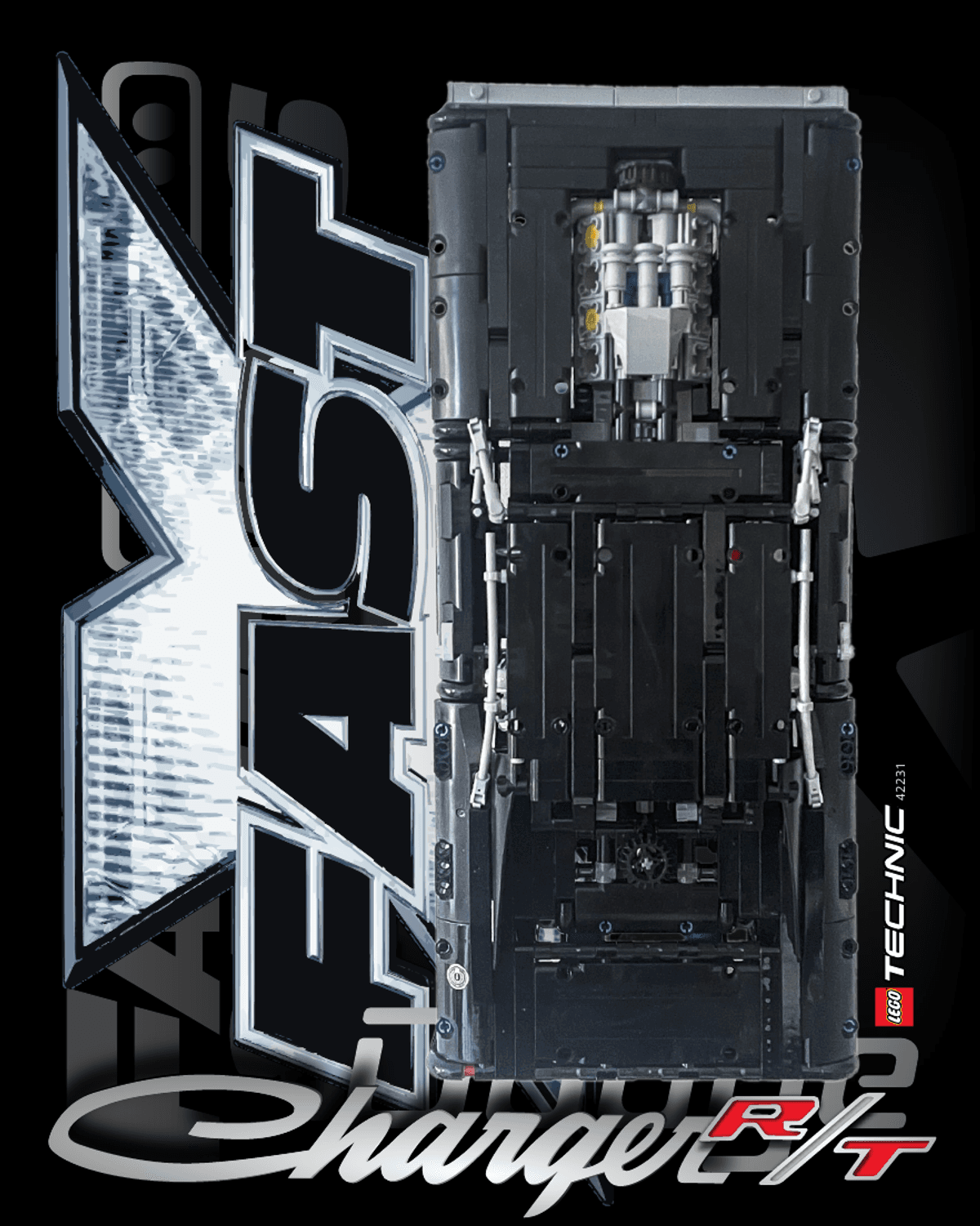 NEW 2026 + Old F&F Dom's Dodge Charger (42231 / 42111) - Wall mount display prints / templates  (+IKEA frame compatible size)