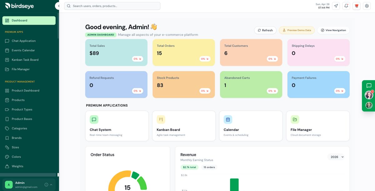Full-Stack E-Commerce Admin Template (React 19 + Node.js)