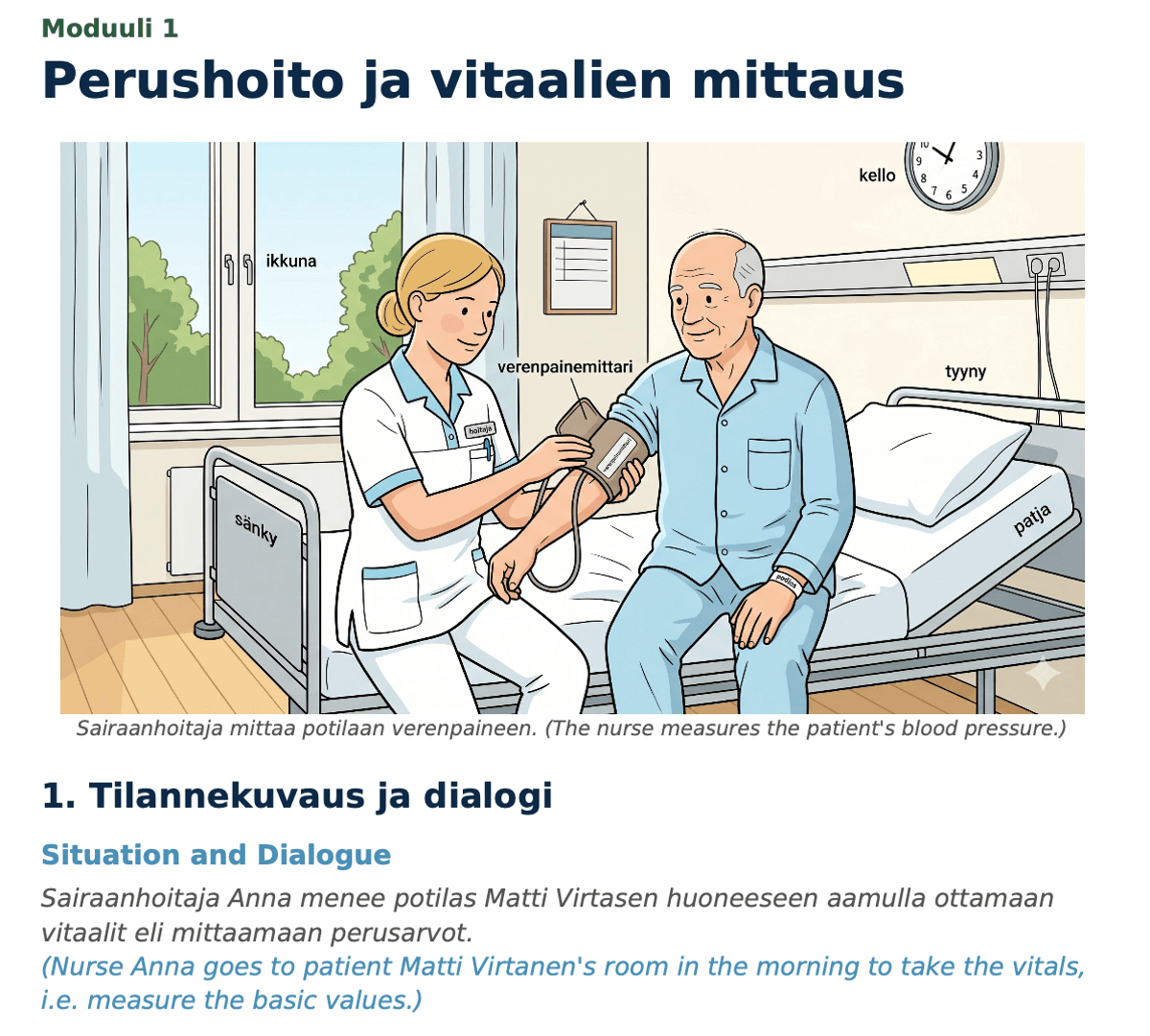 Finnish for Nursing Work (Hoitotyön suomea) - A2-B1 Study Guide