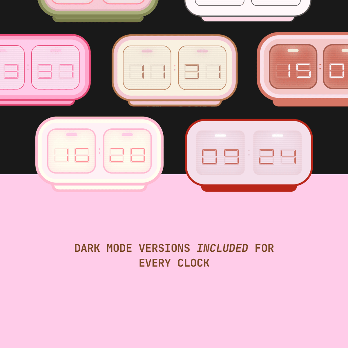[24h Format] Pink Mix Widget Clock Pack for Notion & Dashboards