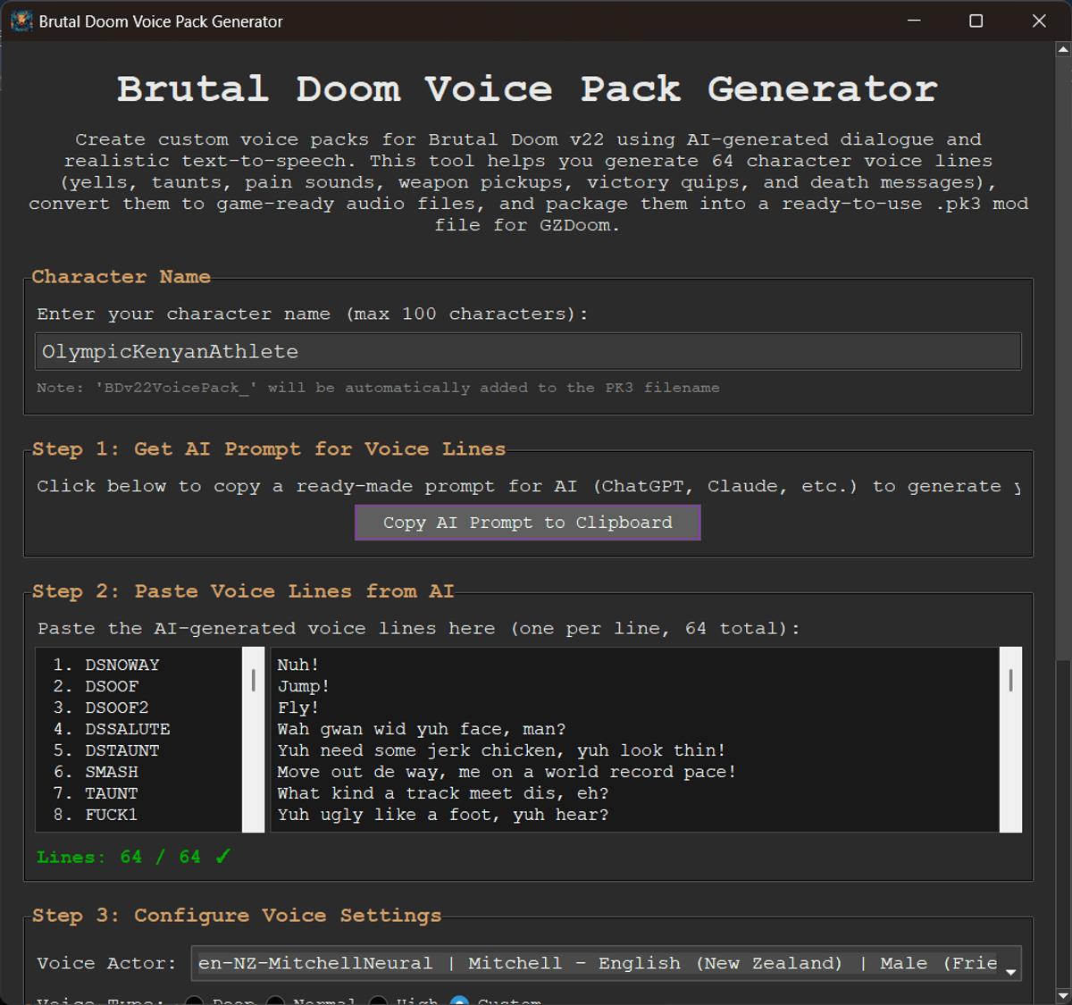 Brutal Doom v22 Voice Pack Creation Suite
