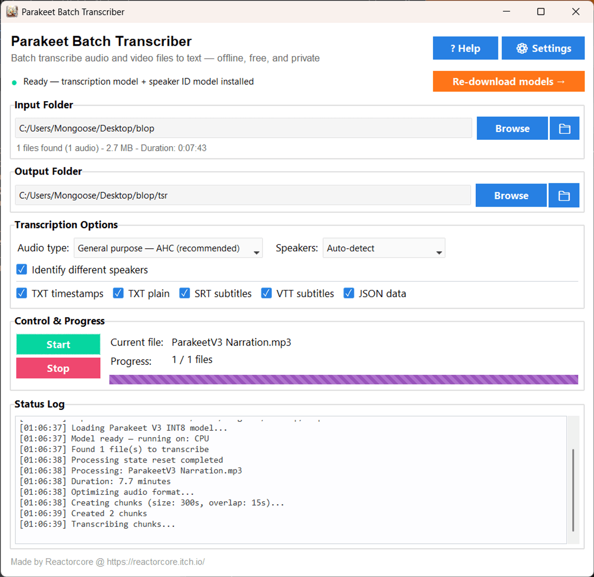 Parakeet Batch Transcriber