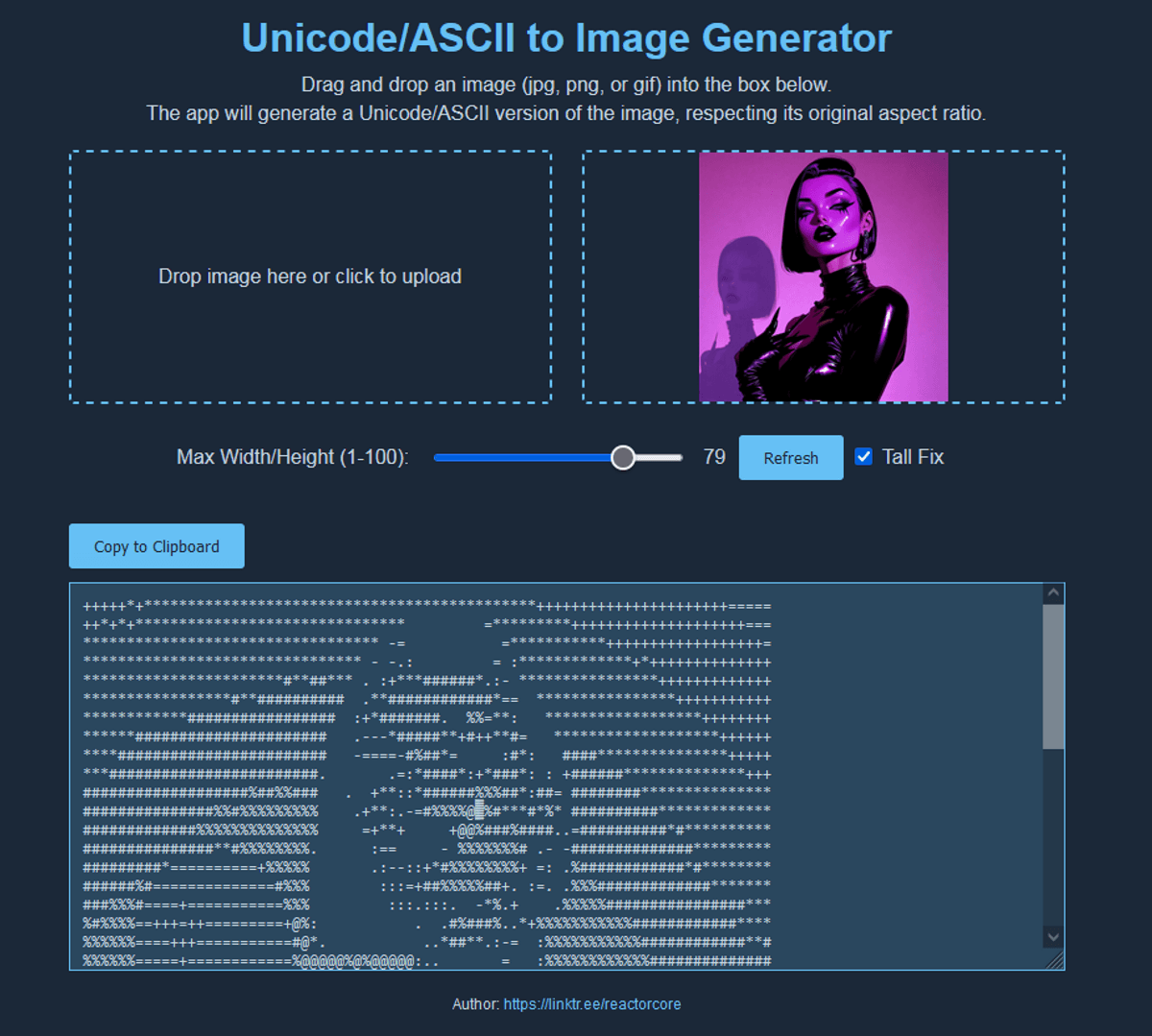 Image to UnicodeASCII Generator