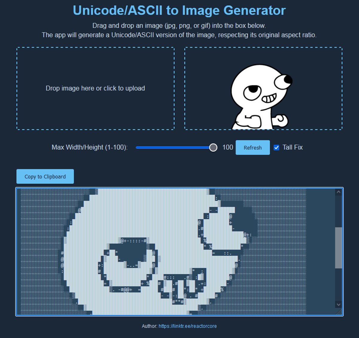 Image to UnicodeASCII Generator