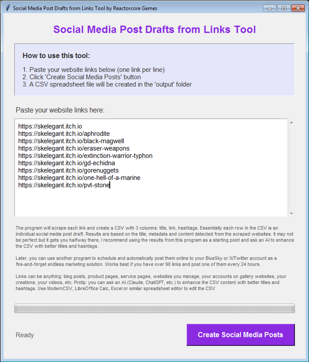 Make Social Media Post Drafts from Links