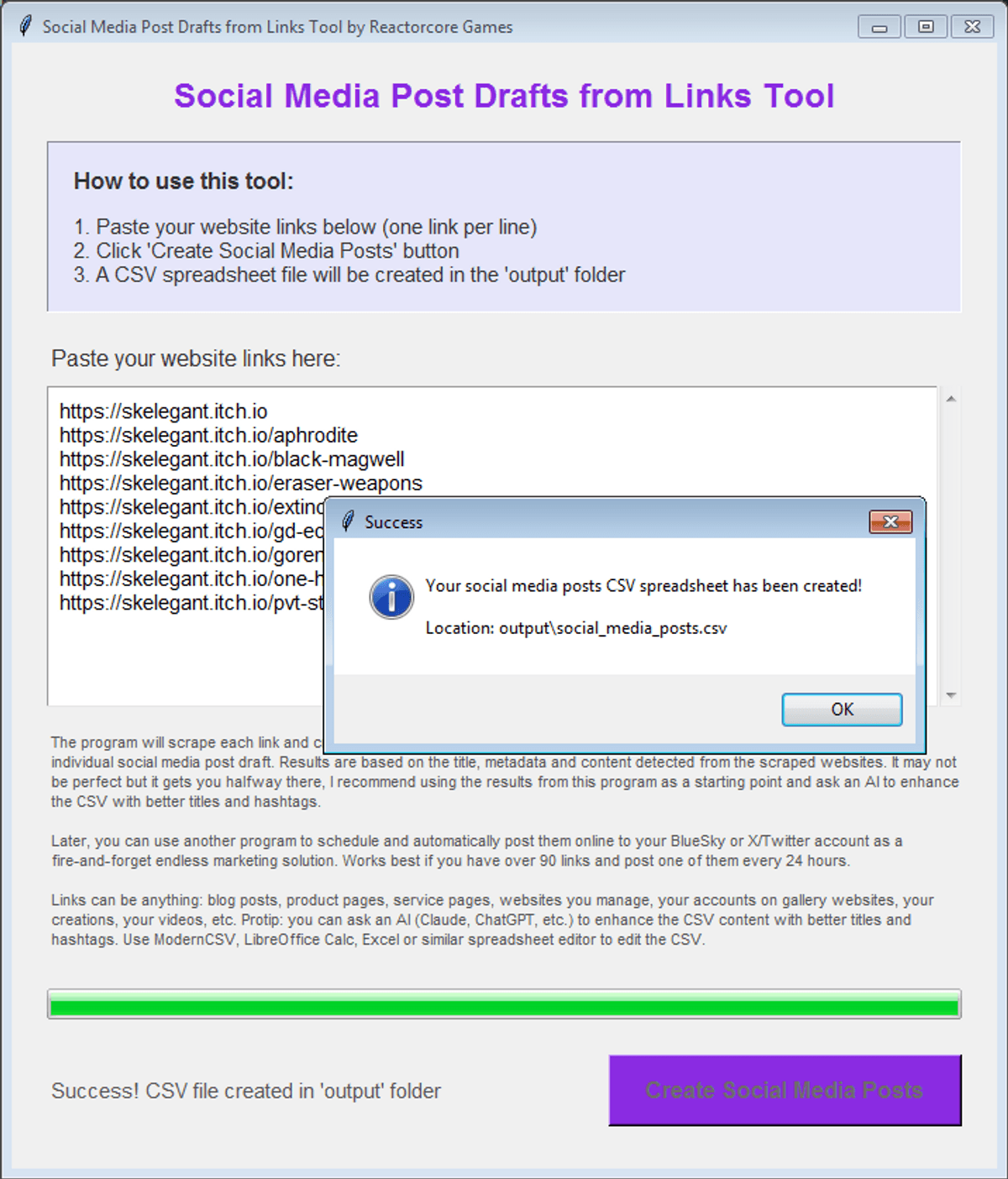 Make Social Media Post Drafts from Links