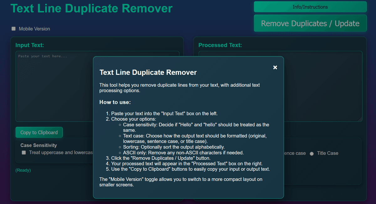 Text Line Duplicate Remover