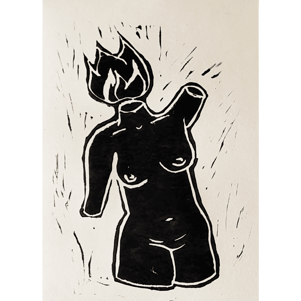 Linoldruck „Fuming“