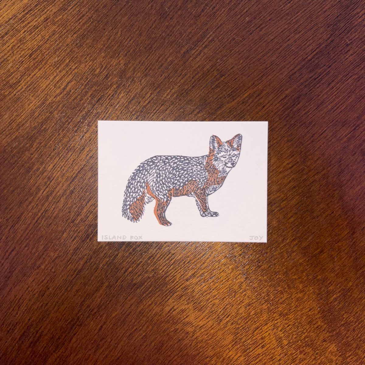 Island Fox Mini Lino Print