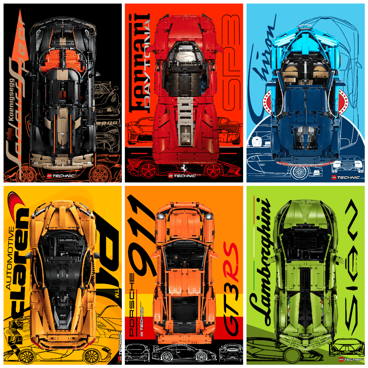PREMIUM PACK - IKEA (RODALM for LEDs) Frame Compatible (50x70cm) - for Lego Technic 1:8 Supercars