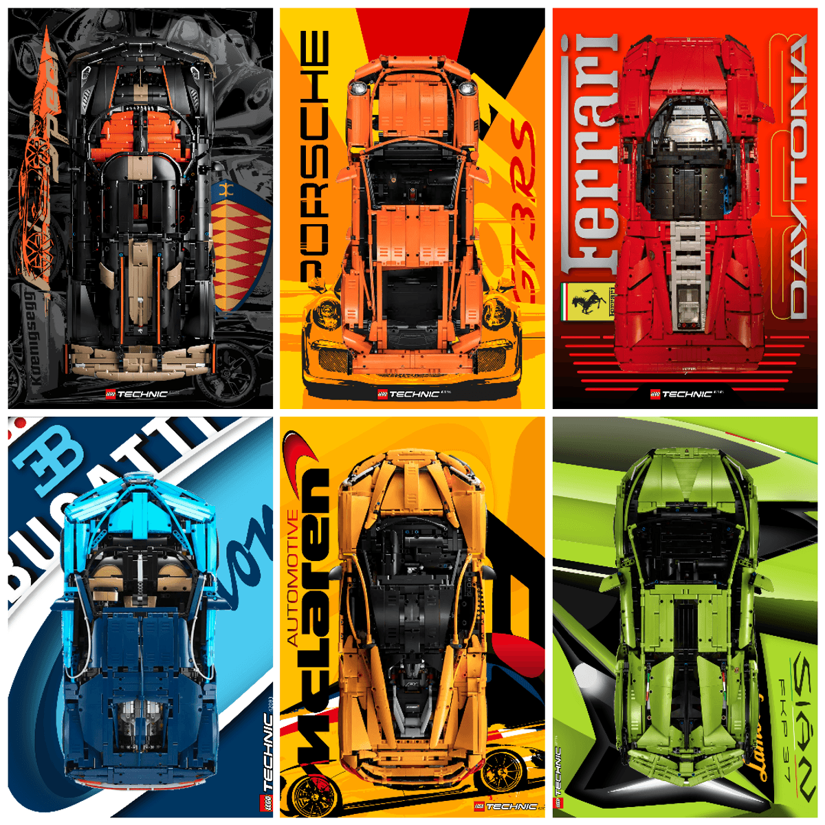 PREMIUM PACK - IKEA (RODALM for LEDs) Frame Compatible (50x70cm) - for Lego Technic 1:8 Supercars