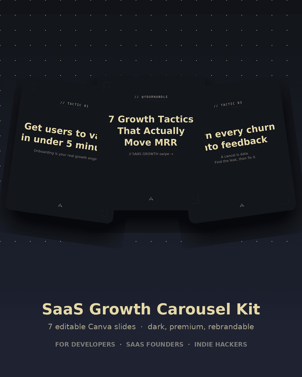 SaaS Growth Carousel Kit — 7 Editable Canva Slides