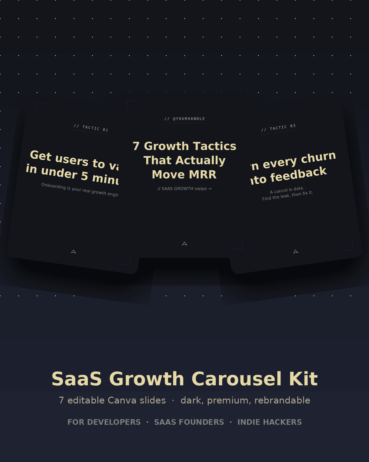 SaaS Growth Carousel Kit — 7 Editable Canva Slides