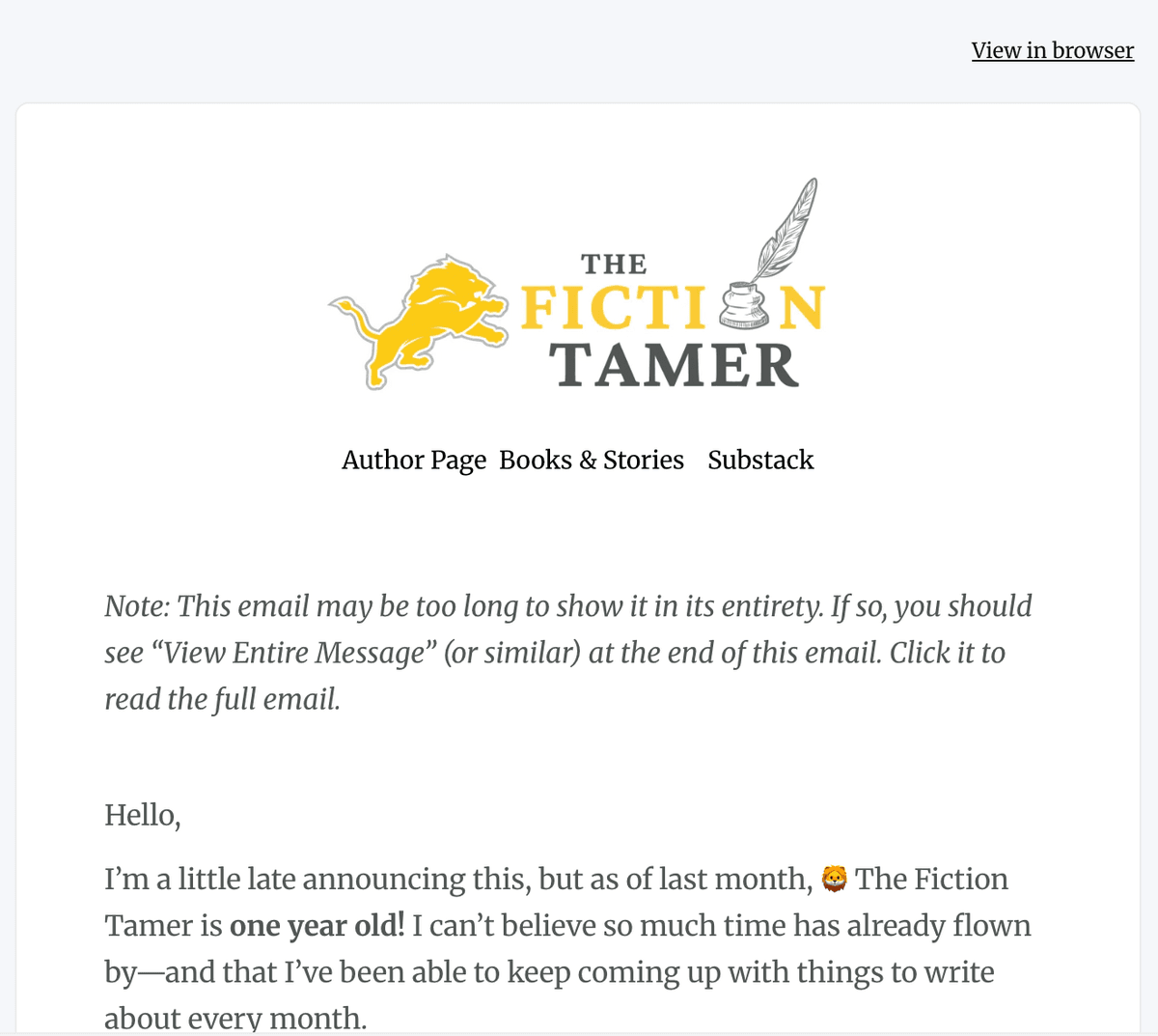 🦁 The Fiction Tamer, Season 1: October 2024–2025