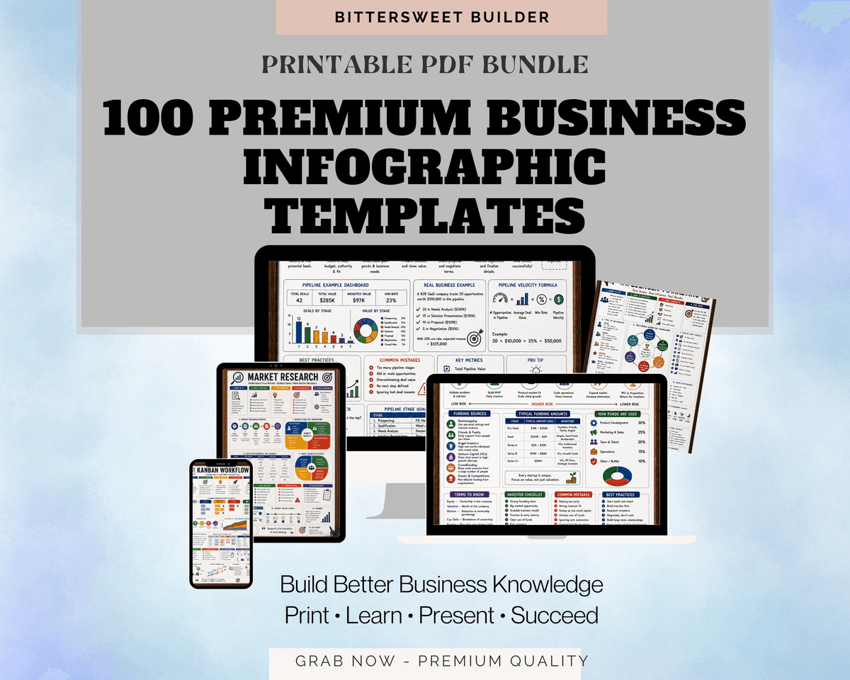 100 Premium Business Infographic Posters — Print-Ready PDF Bundle