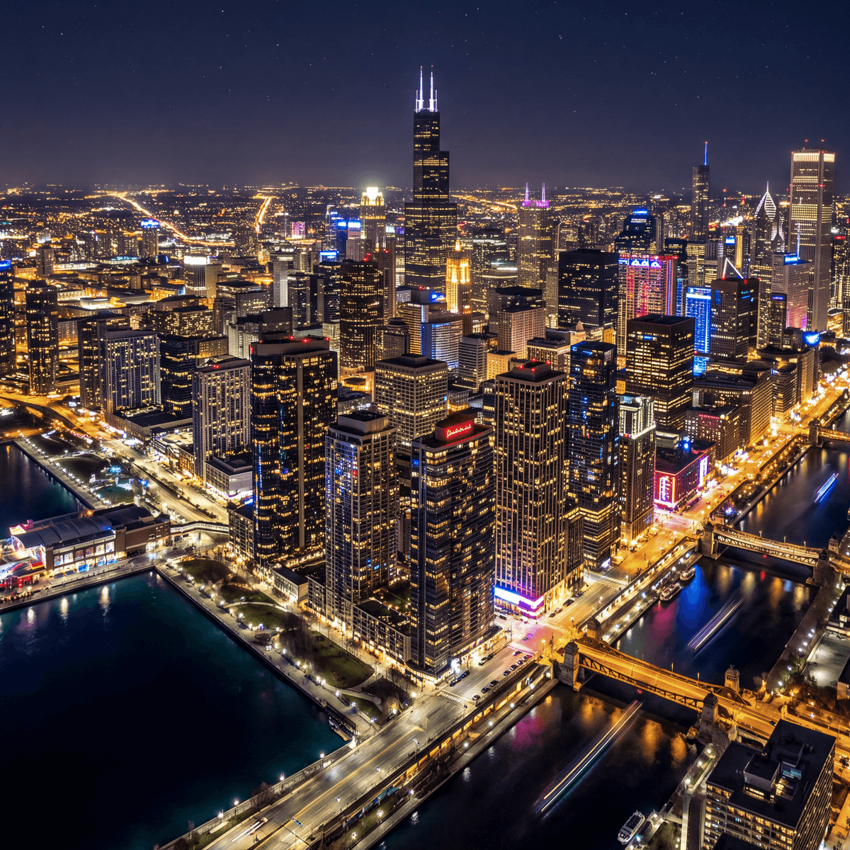 Chicago After Dark – Free Skyline PNG