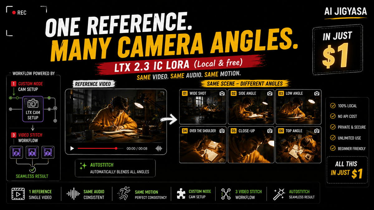 LTX 2.3 MultiCam V2V — Auto-Stitch Workflow ($1)