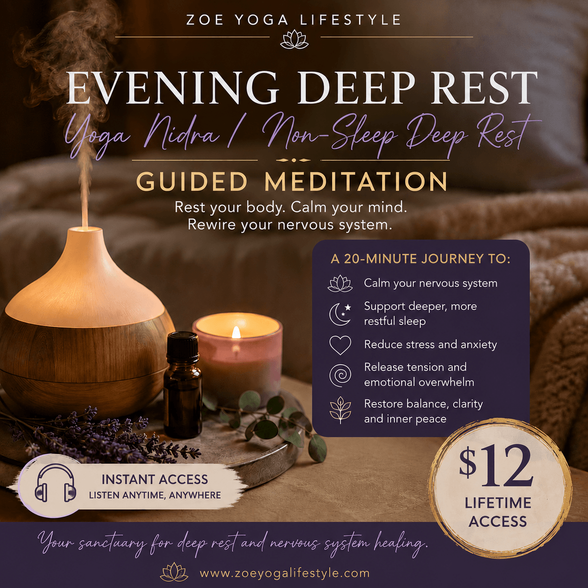 Evening Deep Rest  Guided Yoga Nidra / Non-Sleep Deep Rest Practice