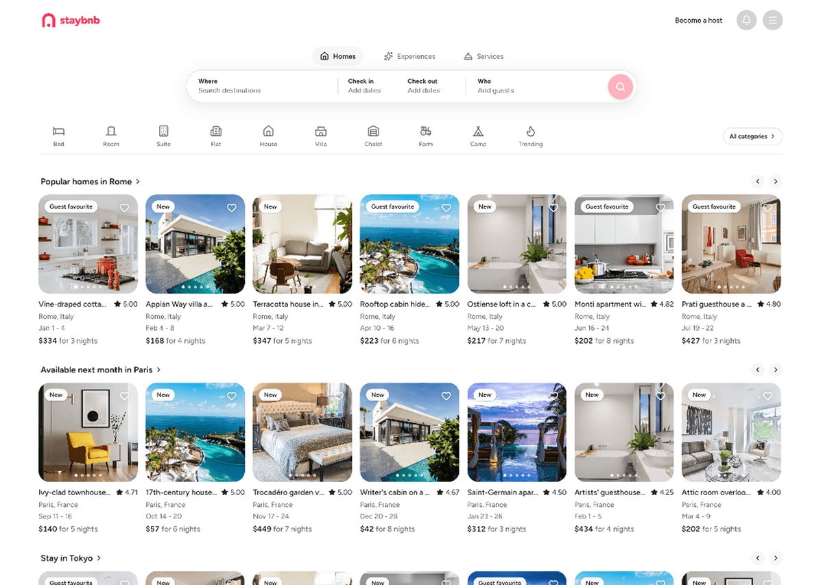 Staybnb — Full-Stack Airbnb Clone (Next.js + Admin + API Source Code)