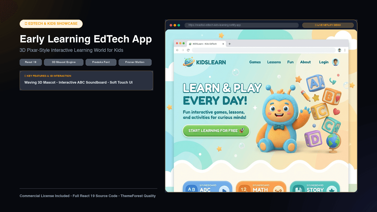 12x Production 3D WebGL React Landing Pages Bundle (Commercial License)