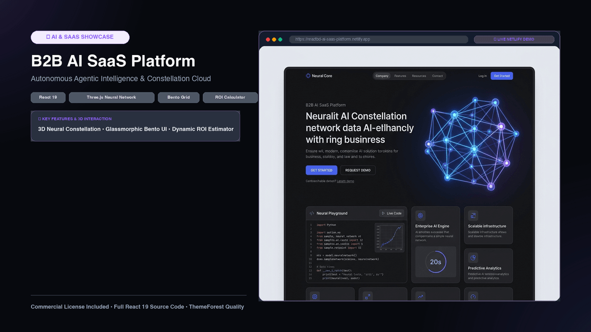 12x Production 3D WebGL React Landing Pages Bundle (Commercial License)