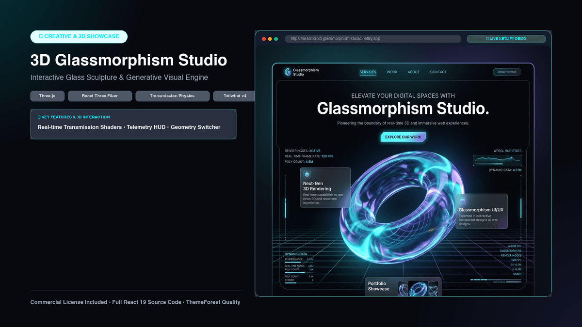 12x Production 3D WebGL React Landing Pages Bundle (Commercial License)